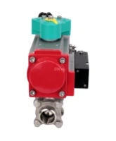 Кран шаровой DN.ru BV3232P(3pc)-FP-W-ISO-H Ду25 Ру63 полнопроходной, корпус - нержавеющая сталь 316, уплотнение - PTFE, под приварку, с пневмоприводом PA-DA-052, пневмораспределителем 4M310-08 AC220V и магнитным переключателем ALS200D