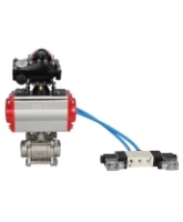 Кран шаровой DN.ru BV3232P(3pc)-FP-W-ISO-H Ду65 Ру25, полнопроходной под приварку, нержавеющая сталь SS316, уплотнение - PTFE, с пневмоприводом PA-DA-083 двойного действия, с пневмораспределителем 4V320-08 AC220V, с БКВ APL-210N