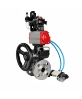 Кран шаровой DN.ru BV3232P(2pc)-FP-F-ISO-H Ду65 Ру16 полнопроходной фланцевый, корпус - нерж.сталь SS316, уплотнение - PTFE, с пневмоприводом PA-DA-083, пн.распределителем 4M320-08 AC220V, БКВ APL-210N, ручным дублером MON2-450-T28-ISO и БПВ AFC2000