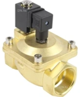 Клапан электромагнитный DN.ru VS400-ET-NC-24VDC 1 1/2″ Ду40 Ру16, соленоидный двухходовой, корпус - латунь, уплотнение - EPDM, резьбовой, нормально-закрытый, пилотный, катушка - 24В