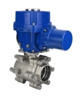 Кран шаровой DN.ru BV3232P(3pc)-FP-SW-ISO-H Ду80 Ру63 полнопроходной, корпус - нержавеющая сталь SS316, под приварку, с электроприводом DN.ru QT-N-015M-O2-220VAC-У1 с моментной муфтой и штурвалом