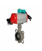 Затвор дисковый поворотный DN.ru WBV3232V-2W-Fb-H Ду50 Ру16, корпус - нержавеющая сталь 316L, диск - нержавеющая сталь 316L, уплотнение - VITON, с пневмоприводом PA-SA-083, пневмораспределителем 4M310-08 AC220V и магнитным переключателем ALS200D