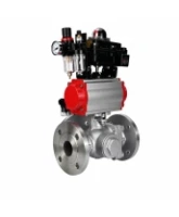 Кран шаровой DN.ru BV3232P(2pc)-FP-3WL-F-ISO-H Ду80 Ру16 HYMT, трехходовой L-тип, полнопроходной, фланцевый, корпус - нержавеющая сталь SS316, с пневмоприводом PA-SA-130, пневмораспределителем 4M310-08 24В NAMUR, БКВ APL-410N EX и БПВ AFC2000