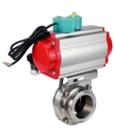 Затвор дисковый поворотный кламповый DN.ru WBV3131S-2W-C-H Ду40 Ру10 корпус - пищевая нержавеющая сталь 304, уплотнение - Silicon, с пневмоприводом PA-DA-052, пневмораспределителем 4M310-08 AC220V и магнитным переключателем ALS200D