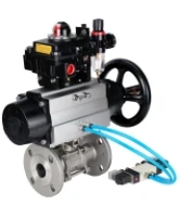 Кран шаровой DN.ru BV3232P(3pc)-FP-F-ISO-H Ду100 Ру25 фланцевый с ISO-фланцем, корпус - нержавеющая сталь 316, полнопроходной, уплотнение - PTFE, с пневмоприводом PA-DA-105-1, пневмораспределителем 4V320-08 AC220V, БКВ APL-410N Ex, БПВ AFC2000