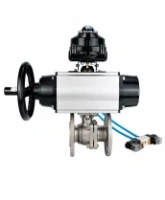 Кран шаровой DN.ru BV3232P(2pc)-FP-F-ISO-H WDVF Ду100 Ру16 полнопроходной, фланцевый, корпус - нержавеющая сталь 316, уплотнение - PTFE, с пневмоприводом PA-DA-105-1, пневмораспределителем 4V320-08 AC220V и БКВ APL-510N EX