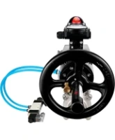Кран шаровой DN.ru BV3232P(3pc)-FP-W-ISO-H Ду80 Ру25, полнопроходной, трехсоставной, нержавеющая сталь 316, уплотнение - PTFE, под приварку, с пневмоприводом PA-DA-105-1, пневмораспределителем 4V320-10 AC220V, БКВ APL-210N