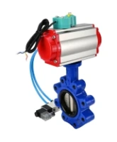 Затвор дисковый поворотный DN.ru WBV1616E-2W-Fb-H Ду100 Ру16 LUG корпус - чугун QT450, диск - чугун QT450, уплотнение - EPDM, с пневмоприводом PA-DA-083, пневмораспределителем 4V320-08 AC220V и магнитным переключателем ALS200D