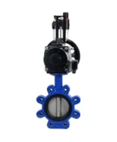 Затвор дисковый поворотный DN.ru WBV1631E-2W-Fb-H Ду125 Ру16 LUG корпус - чугун QT450, диск - нержавеющая сталь 304, уплотнение - EPDM, с пневмоприводом DN.ru PA-DA-105-1, пневмораспределителем 4M310-08 AC220V и БПВ AFC2000