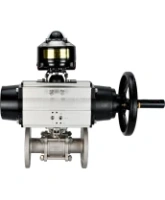 Кран шаровой DN.ru BV3131P(3pc)-FP-F-ISO-H Ду100 Ру16 полнопроходной трехсоставной, фланцевый, нержавеющая сталь 304, уплотнение - PTFE, 22х22, F10, WDVF, с пневмоприводом DN.ru PA-DA-105-1 и БКВ APL-510N EX