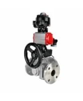 Кран шаровой DN.ru BV3232P(2pc)-FP-3WL-F-ISO-H Ду20 Ру16 HYMT трехходовой L-тип, полнопроходной, фланцевый, корпус - нерж.сталь AISI316, с пн.приводом PA-DA-052, пн.распределителем 4M320-08 AC220V, ручным дублером MON1-250-T26-ISO и БКВ APL-510N EX