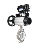 Затвор дисковый поворотный DN.ru WBV3232P-2W-Fb-H Ду125 Ру16, корпус - нержавеющая сталь 316L, диск - нержавеющая сталь 316L, уплотнение - PTFE, с пневмоприводом PA-DA-105-1 и с электропневматическим поворотным позиционером YT-1000RSN без обратной связи