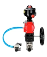 Кран шаровой DN.ru BV3232P(3pc)-FP-W-ISO-H LONG Ду50 Ру40 полнопроход., корпус - нерж.сталь 316, уплотнение - PTFE, под приварку, с пн.приводом PA-DA-083, пн.распределителем 4V320-08 AC220V, редуктором MON2-450-T28-ISO и БКВ APL-510N EX