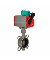 Затвор дисковый поворотный DN.ru WBV3232V-2W-Fb-H Ду50 Ру16, корпус - нержавеющая сталь 316L, диск - нержавеющая сталь 316L, уплотнение - VITON, с пневмоприводом PA-SA-083, пневмораспределителем 4M310-08 AC220V и магнитным переключателем ALS200D