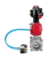 Кран шаровой DN.ru BV3232P(3pc)-FP-W-ISO-H WDVF Ду15 Ру63 полнопроходной, трехсоставной, корпус - нержавеющая сталь 316, уплотнение - PTFE, под приварку, с пневмоприводом PA-SA-065, пневмораспределителем 4V320-08 AC220V, БКВ APL-510N EX