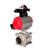 Кран шаровой DN.ru BV3232P(3pc)-FP-W-ISO-H WDVF Ду15 Ру63 полнопроходной, трехсоставной, корпус - нержавеющая сталь 316, уплотнение - PTFE, под приварку, с пневмоприводом PA-SA-065, пневмораспределителем 4M310-08 DC24V, БКВ APL-210N