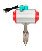Затвор дисковый поворотный DN.ru WBV3131P-2W-Fb-H Ду125 Ру16 корпус - нержавеющая сталь 304, диск - нержавеющая сталь 304, уплотнение - PTFE, с пневмоприводом PA-DA-105 и магнитным переключателем ALS200D