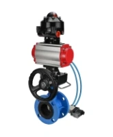 Затвор дисковый поворотный DN.ru WBV1313E-2W-F-H Ду100 Ру16 фланцевый, корпус - чугун GGG40, диск - чугун GGG40, EPDM, с пневмоприводом DN.ru PA-DA-105, пневмораспределителем 4V320-08 AC220V, БКВ APL-510N EX и ручным дублером MON1-250-T26-ISO