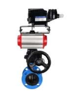 Затвор дисковый поворотный DN.ru WBV1313E-2W-F-H Ду100 Ру16 фланцевый, корпус - чугун GGG40, диск - чугун GGG40, EPDM, с пневмоприводом DN.ru PA-DA-105, позиционером DN.ru YT-1000RSN без обратной связи и ручным дублером DN.ru MON1-250-T26-ISO
