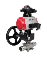 Кран шаровой DN.ru BV3232P(3pc)-FP-W-ISO-H LONG Ду50 Ру40 полнопроход., корпус - нерж.сталь 316, уплотнение - PTFE, под приварку, с пн.приводом PA-DA-083, пн.распределителем 4M310-08 AC220V, ручным дублером MON2-450-T28-ISO и БКВ APL-210N