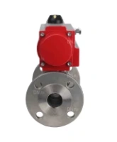 Кран шаровой DN.ru BV3131P(3pc)-FP-F-ISO-H Ду15 Ру40 полнопроходной трехсоставной, нержавеющая сталь SS304, фланцевый, уплотнение - PTFE, с пневмоприводом DN.ru PA-DA-052 двойного действия