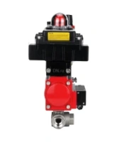 Кран шаровой DN.ru BV3232P(4pc)-SP-3WL-T-ISO-H Ду100 Ру40 стандартнопроходной трехходовой L-тип, нержавеющая сталь SS316, внутренняя резьба, PTFE, пн.приводом PA-DA-083, пн.распределителем 4M310-08 AC220V, БКВ APL-410N EX и БПВ AFC2000