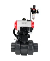 Кран шаровой DN.ru BV4242E-FP-GRM-ISO Дн50 Ру10 полнопроходной, корпус - НПВХ, шар - НПВХ, уплотнение - EPDM, с пневмоприводом PA-DA-052, пневмораспределителем 4M310-08 AC220V, ручным дублером MON1-250-T26-ISO и БПВ AFC2000