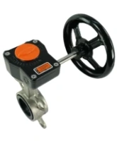 Затвор дисковый поворотный DN.ru 316L-316L-EPDM Ду100 Ру16 межфланцевый, корпус - нержавеющая сталь 316L, диск - нержавеющая сталь 316L, уплотнение - EPDM, с редуктором Pro-Gear X-21-W-200