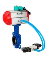Затвор дисковый поворотный DN.ru WBV1413E-2W-Fb-H Ду100 Ру16 корпус - чугун GGG50, диск - чугун GGG40, уплотнение - EPDM, с пневмоприводом PA-DA-083, пневмораспределителем 4V320-08 AC220V и магнитным переключателем ALS200D