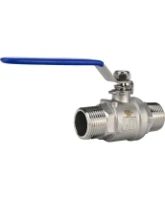 Кран шаровой DN.ru BV3131P(2pc)-FP-T-H НР/НР Ду32 Ру40 нержавеющая сталь AISI 304, полнопроходной, наружная резьба/наружная резьба, уплотнение - PTFE, ручка-рычаг