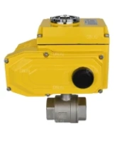 Кран шаровой DN.ru BV3232P(2pc)-FP-T-ISO-H Ду32 Ру63 полнопроходной двухходовой, нержавеющая сталь 316, внутренняя резьба, уплотнение - PTFE, с электроприводом четвертьоборотным QT-N-005EM-O1-380VAC-У1