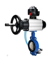 Затвор дисковый поворотный DN.ru WBV1413E-2W-Fb-H Ду150 Ру16, корпус - чугун GGG50, диск - чугун GGG40, уплотнение - EPDM, с пневмоприводом DN.ru PA-DA-105-1 двойного действия, с пневмораспределителем 4V320-08 AC220V, с БКВ APL-510N-EX