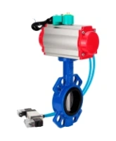 Затвор дисковый поворотный DN.ru WBV1432E-2W-Fb-H Ду100 Ру16 корпус - чугун GGG50, диск - нержавеющая сталь 316L, уплотнение - EPDM, с пневмоприводом PA-DA-083, пневмораспределителем 4V320-08 AC220V и магнитным переключателем ALS200D