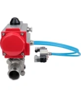 Кран шаровой DN.ru BV3232P(3pc)-FP-W-ISO-H LONG Ду32 Ру40 полнопроходной, корпус - нержавеющая сталь 316, уплотнение - PTFE, под приварку, с пневмоприводом DN.ru PA-SA-083 и пневмораспределителем 4V320-08 AC220V