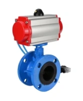 Затвор дисковый поворотный DN.ru WBV1313E-2W-F-H Ду100 Ру16 фланцевый, корпус - чугун GGG40, диск - чугун GGG40, уплотнение - EPDM, с пневмоприводом DN.ru PA-DA-105 и пневмораспределителем DN.ru 4V320-08 AC220V