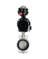 Затвор дисковый поворотный DN.ru WBV3131V-2W-Fb-H Ду150 Ру16 межфланцевый, корпус - нержавеющая сталь 304, диск - нержавеющая сталь 304, уплотнение - VITON, с пневмоприводом PA-DA-105-1, пневмораспределителем 4M310-08 220В NAMUR и БКВ APL-510N EX