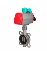 Затвор дисковый поворотный DN.ru WBV3232V-2W-Fb-H Ду50 Ру16, корпус - нержавеющая сталь 316L, диск - нержавеющая сталь 316L, уплотнение - VITON, с пневмоприводом PA-SA-083 и магнитным переключателем ALS200D