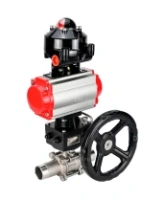 Кран шаровой DN.ru BV3232P(3pc)-FP-W-ISO-H LONG Ду50 Ру40 полнопроходной, корпус - нержавеющая сталь 316, уплотнение - PTFE, под приварку, с пневмоприводом DN.ru PA-DA-083, редуктором DN.ru MON2-450-T28-ISO и БКВ APL-510N EX