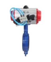 Затвор дисковый поворотный DN.ru WBV1413E-2W-Fb-H Ду100 Ру16, корпус - чугун GGG50, диск - чугун GGG40, уплотнение - EPDM, с пневмоприводом DN.ru PA-DA-083 двойного действия, с пневмораспределителем 4V320-08 AC220V