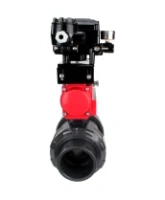 Кран шаровой DN.ru BV4242E-FP-GRM-ISO Дн65 Ру10 полнопроходной, корпус - НПВХ, шар - НПВХ, уплотнение - EPDM, с пневмоприводом PA-SA-065 и пневмопозиционером YT-1000RSN без обратной связи