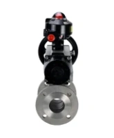 Кран шаровой DN.ru BV3232P(2pc)-FP-F-ISO-H Ду100 Ру16 полнопроходной фланцевый, корпус - нержавеющая сталь 316, уплотнение - PTFE, с пневмоприводом DN.ru PA-DA-105-1 и БКВ APL-510N EX