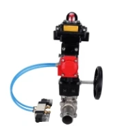 Кран шаровой DN.ru BV3232P(3pc)-FP-W-ISO-H LONG Ду80 Ру25, полнопроходной, нержавеющая сталь 316, уплотнение - PTFE, под приварку, с пневмоприводом PA-DA-083, с пневмораспределителем 4V320-08 AC220V, БКВ APL-410N Ex, ручным дублером MON2-450-T28-ISO