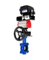 Затвор дисковый поворотный DN.ru WBV1616E-2W-Fb-H Ду125 Ру16 LUG корпус - чугун QT450, диск - чугун QT450, уплотнение - EPDM, с пневмоприводом DN.ru PA-DA-105, редуктором MON3-700-T38-ISO и позиционером YT-1000RSN без обратной связи