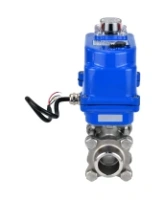 Кран шаровой DN.ru BV3232P(3pc)-FP-W-ISO-H WDVF Ду25 Ру63 полнопроходной, трехсоставной, корпус - нержавеющая сталь 316, уплотнение - PTFE, под приварку, с 1/4-оборотным электроприводом DN.ru QT-N-003EM-O1-12VDC-У1 blue