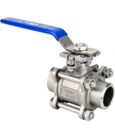 Кран шаровой DN.ru BV3232P(3pc)-FP-W-ISO-H Ду15 Ру63 WDVF полнопроходной, трехсоставной, корпус - нержавеющая сталь 316, уплотнение - PTFE, под приварку, с рукояткой, ISO-фланцем