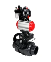 Кран шаровой DN.ru BV4242E-FP-GRM-ISO Дн50 Ру10 полнопроходной, корпус - НПВХ, шар - НПВХ, уплотнение - EPDM, с пневмоприводом PA-DA-052, пневмораспределителем 4M310-08 AC220V, ручным дублером MON1-250-T26-ISO, БКВ APL-510N EX и БПВ AFC2000