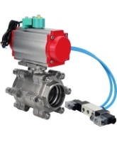 Кран шаровой DN.ru BV3232P(3pc)-FP-SW-ISO-H Ду80 Ру63 полнопроходной, корпус - нержавеющая сталь SS316, под приварку, с пневмоприводом PA-DA-105, пневмораспределителем 4V320-08 AC220V, магнитным переключателем ALS200D