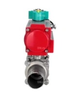 Кран шаровой DN.ru BV3232P(3pc)-FP-W-ISO-H LONG Ду32 Ру40 полнопроходной, корпус - нержавеющая сталь 316, уплотнение - PTFE, под приварку, с пневмоприводом PA-DA-052 и магнитным переключателем ALS200D