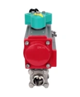 Кран шаровой DN.ru BV3232P(3pc)-FP-W-ISO-H Ду25 Ру63 полнопроходной, корпус - нержавеющая сталь 316, уплотнение - PTFE, под приварку, с пневмоприводом PA-DA-052 и магнитным переключателем ALS200D