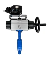 Затвор дисковый поворотный DN.ru WBV1132N-2W-Fb-H Ду125 Ру16, корпус - чугун GG25, диск - нержавеющая сталь 316L, уплотнение - NBR, с пневмоприводом DN.ru PA-DA-105-1 и с электропневматическим поворотным позиционером YT-1000RSN с обратной связью